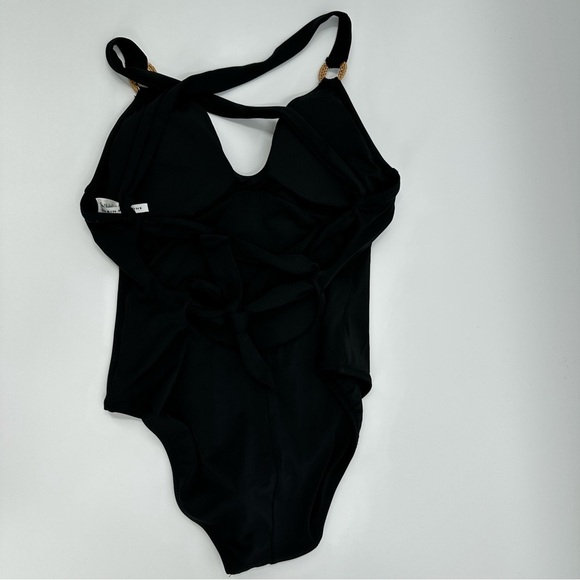 Robin Piccone Women's Sz 10 Margot Raffia O-Ring Lace Up Back One-Piece Swimsuit - Picture 2 of 10